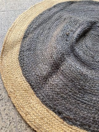 Alfombra Redonda Yute Marrón y Gris