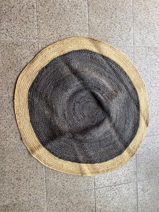 Alfombra Redonda Yute Marrón y Gris