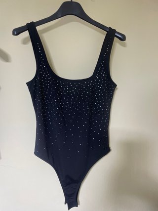 Body nero con strass taglia unica