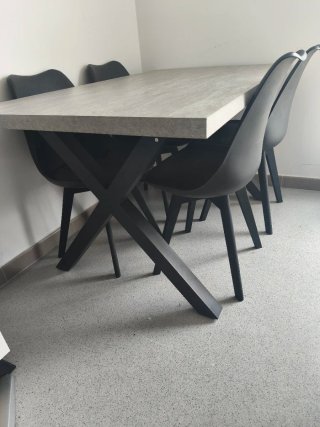 Mesa de comedor moderna gris y negra,regalo 4 sill