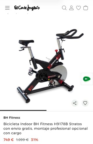 Bicicleta Indoor BH Fitness H9178B Stratos
