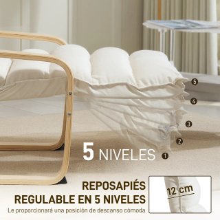 Butaca Salón Reposapiés Ajustable Tela Madera
