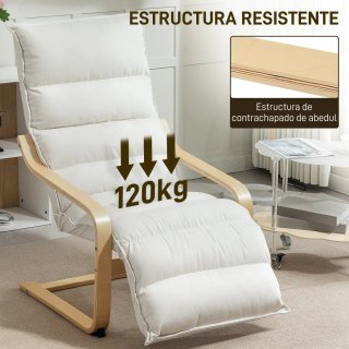 Butaca Salón Reposapiés Ajustable Tela Madera