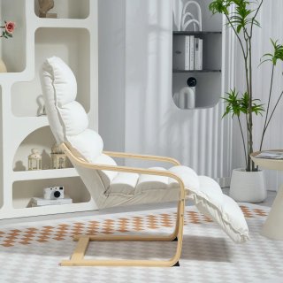 Butaca Salón Reposapiés Ajustable Tela Madera
