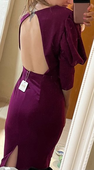Vestido midi manga abullonada