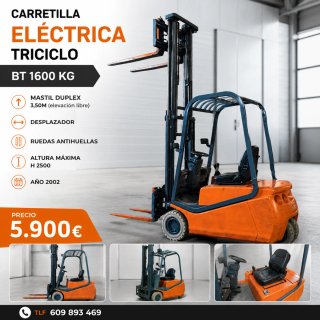 Carretilla Eléctrica BT 1600 KG Triciclo