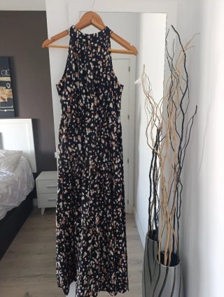 Vestido cuello halter estampado S