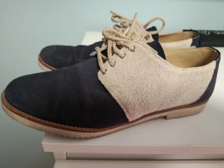 Zapatos comunión niño azul y beige