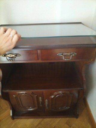Mueble TV madera y cristal