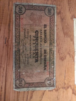 Lotto di vecchie banconote spagnole in pesetas