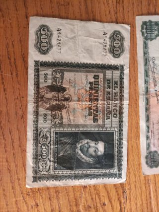 Lotto di vecchie banconote spagnole in pesetas