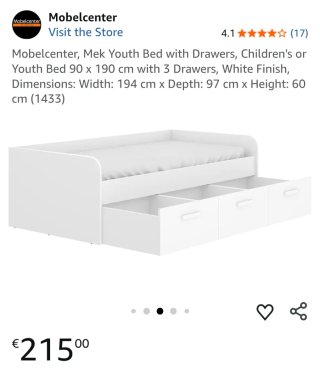NUEVO - Cama 90x190 con 3 cajones + Colchón