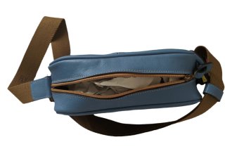 Bolso de piel Fly London azul y marrón