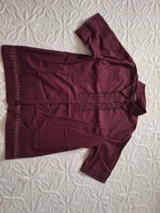 Camisa manga corta mujer elegante granate