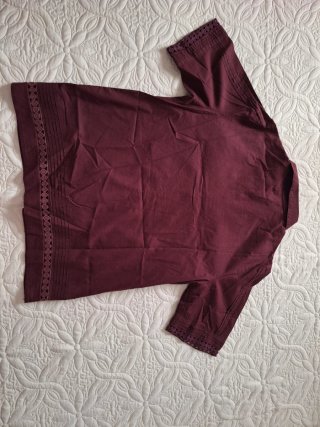 Camisa manga corta mujer elegante granate