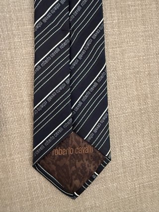 Corbata Roberto Cavalli Negra Rayas Blancas