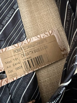 Corbata Roberto Cavalli Negra Rayas Blancas