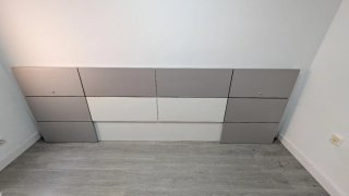 Cabecero modular moderno gris y blanco