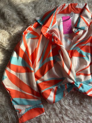 Camisa corta multicolor naranja