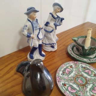 Conjunto figuras cerámica y metal