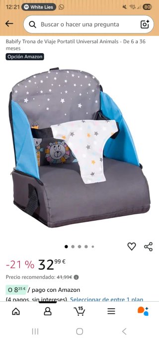 Trona portátil para bebé con diseño