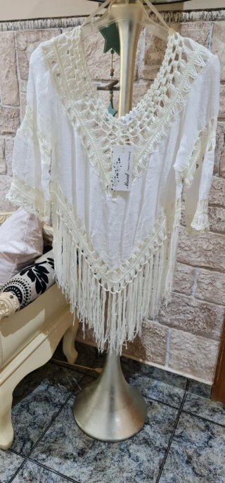 Camisa Ibicenca Crochet Flecos Talla Única