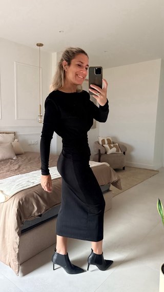 Vestido Negro Shein con hombreras sin estrenar