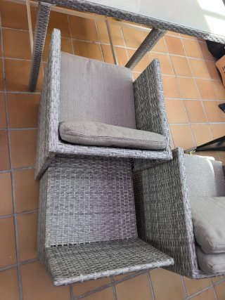 Conjunto jardín 8 sillas ratán