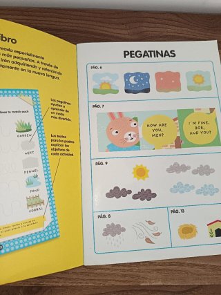 Cuadernos Ingles con pegatinas y dibujo preescolar