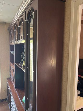 Mueble de salón madera y cristal