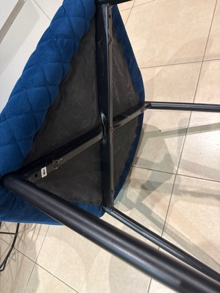 Silla de comedor azul de terciopelo , la 4