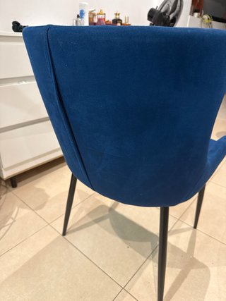 Silla de comedor azul de terciopelo , la 4