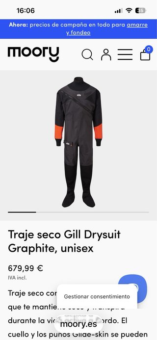 Traje seco náutico Gill vela deportes acuáticos