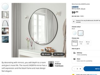 Espejo IKEA LINDBYN Blanco 110cm