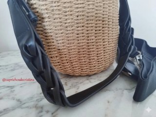 Bolso bombonera  rafia y polipiel.SOLO ENVIOS