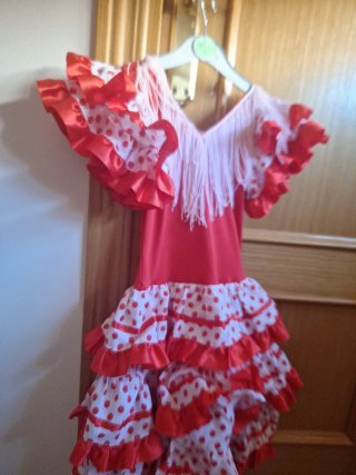 Disfraz Flamenca Niña Rojo Lunares.  talla 4 años