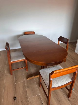 Mesa extensible redonda + 6 sillas