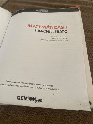 Matemáticas I 1 Bachillerato Geniox Oxford