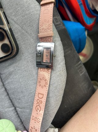 Reloj D&G vintage rectangular rosa y plateado