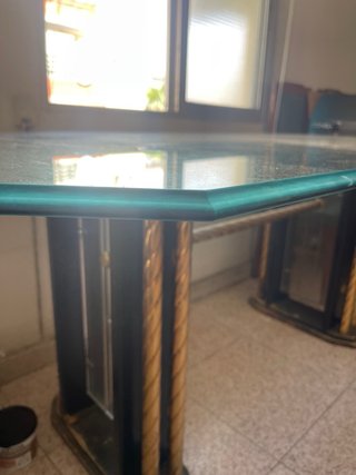 Mesa comedor cristal vintage dorada