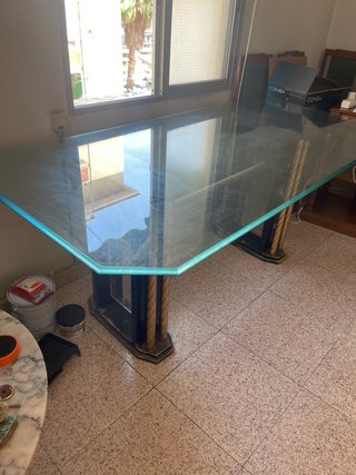Mesa comedor cristal vintage dorada