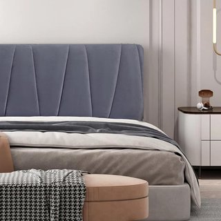Funda Cabecero Cama Terciopelo Gris