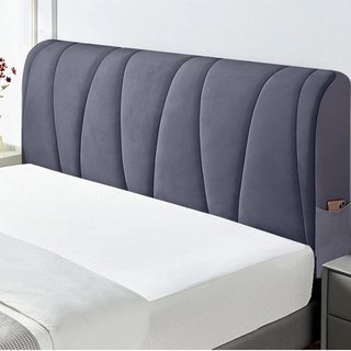 Funda Cabecero Cama Terciopelo Gris