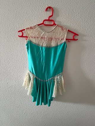 Malla patinaje artístico turquesa y encaje