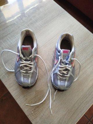 Zapatillas Nike plateadas y rosas