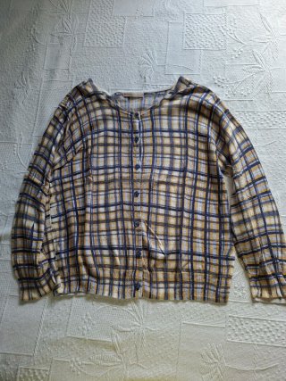 Chaqueta cuadros mujer azul y amarillo