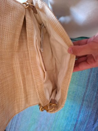 Bolso de mano Zara dorado y beige