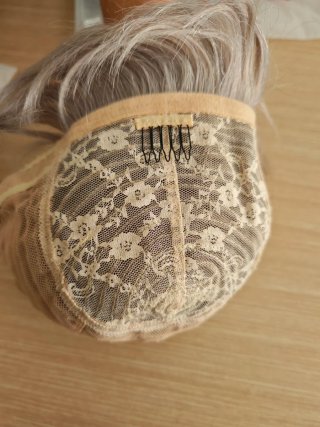 Peluca pelo natural gris