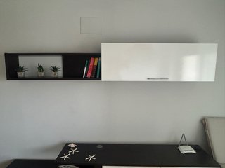 Mueble Comedor marron wengüe y Blanco