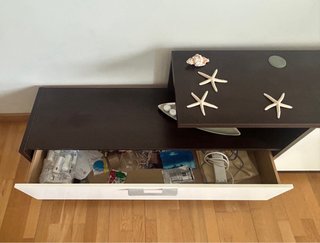 Mueble Comedor marron wengüe y Blanco